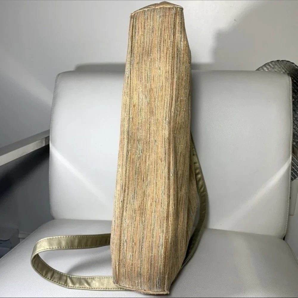 Cabrelli Vintage Tapestry Style Hand Bag Earth Tone Golden Wooden - Picture 3 of 10